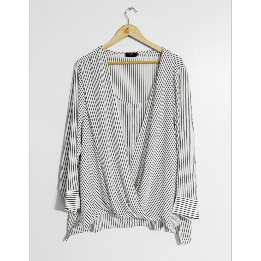 Tahari Plus Size Pin Stripe Surplus Striped Business Blouse - Picture 2 of 6